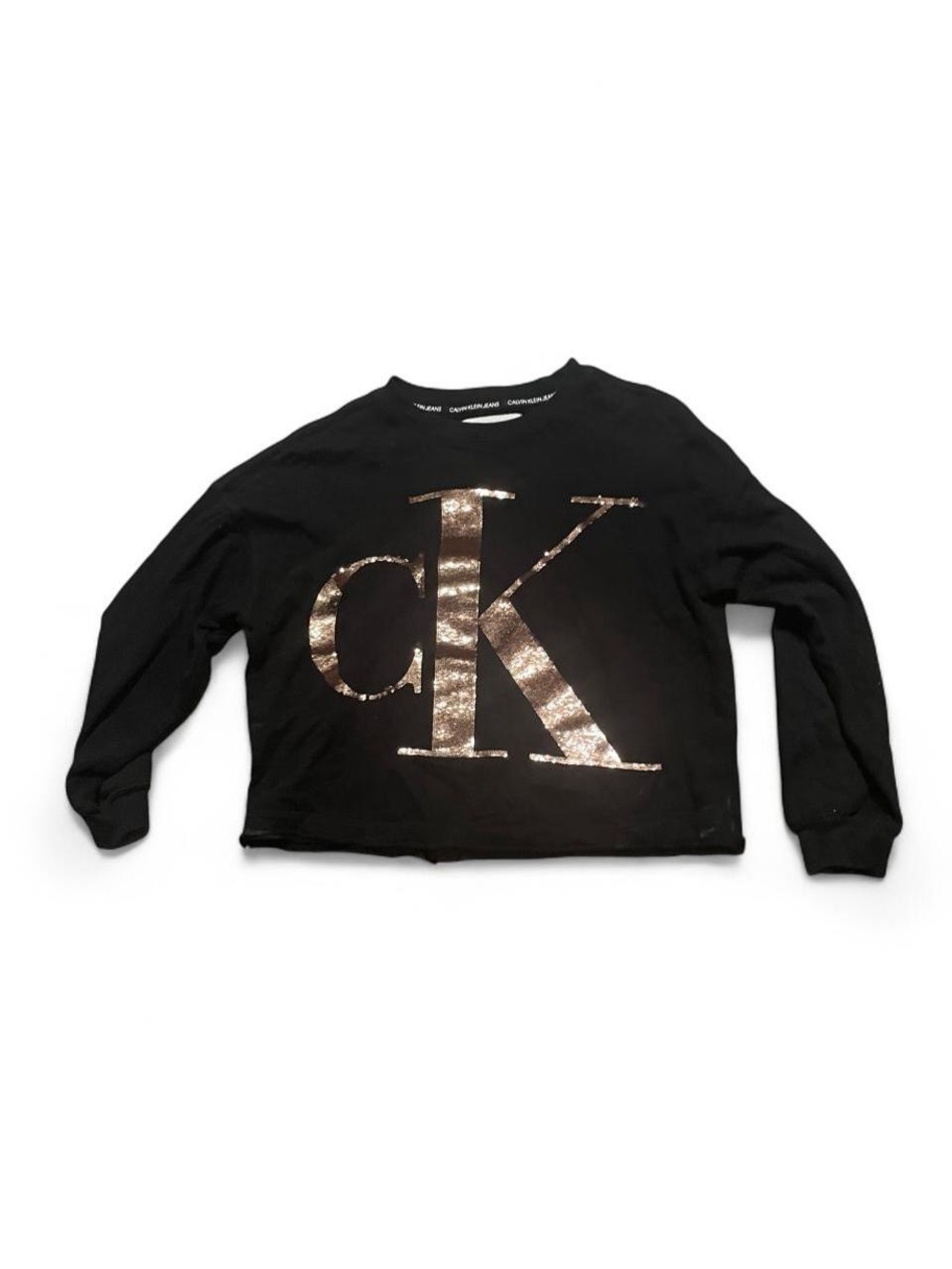 Calvin Klein Black Sweatshirt with Metallic Rose Logo